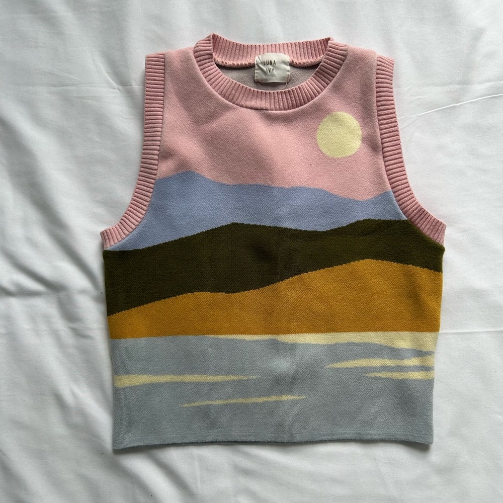 Colorful Landscape Knit Tank Top